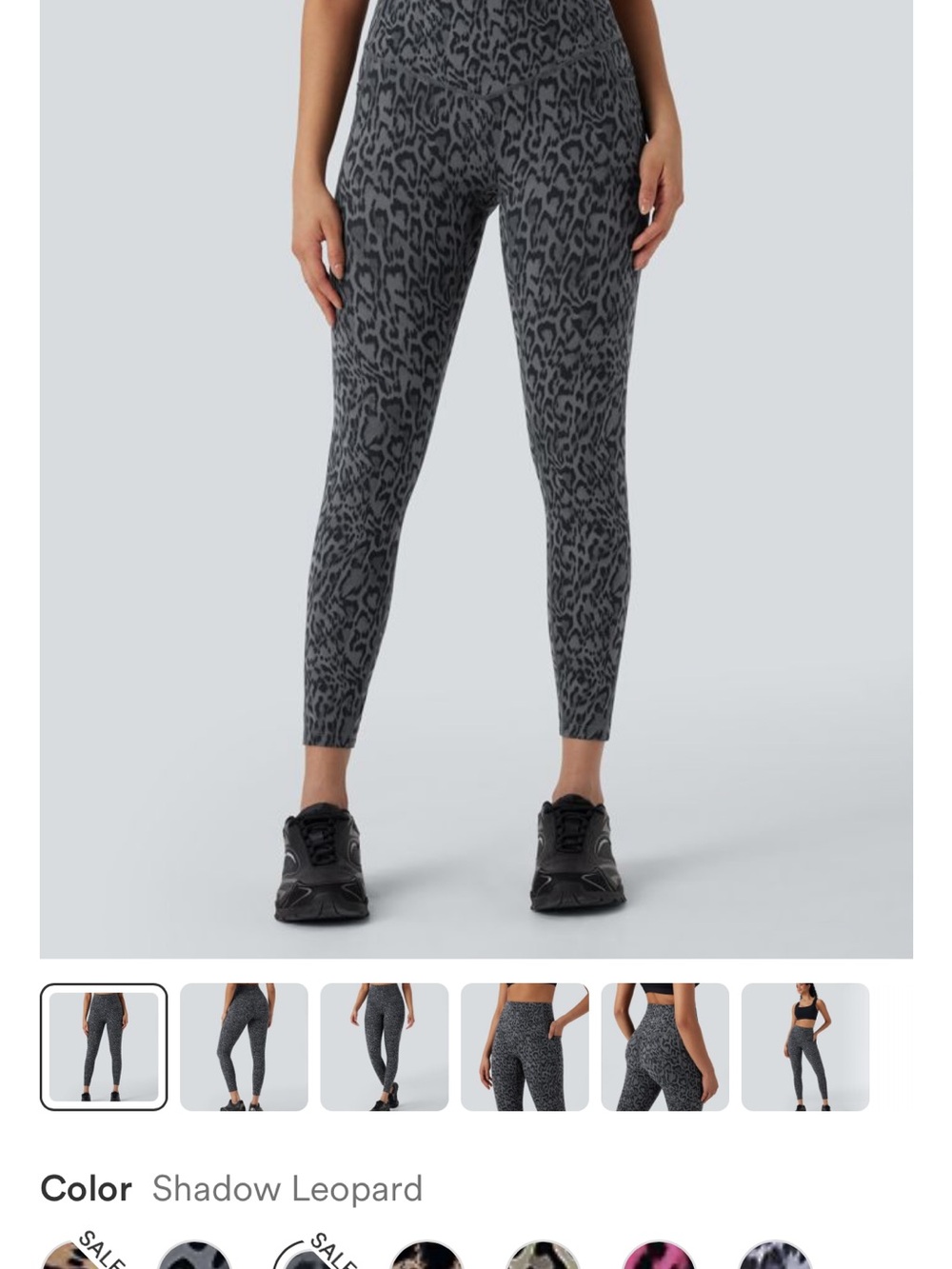 HALARA 2 pairs: Tan AND Shadow Leopard High-Waist Leggings - Gray and Tan